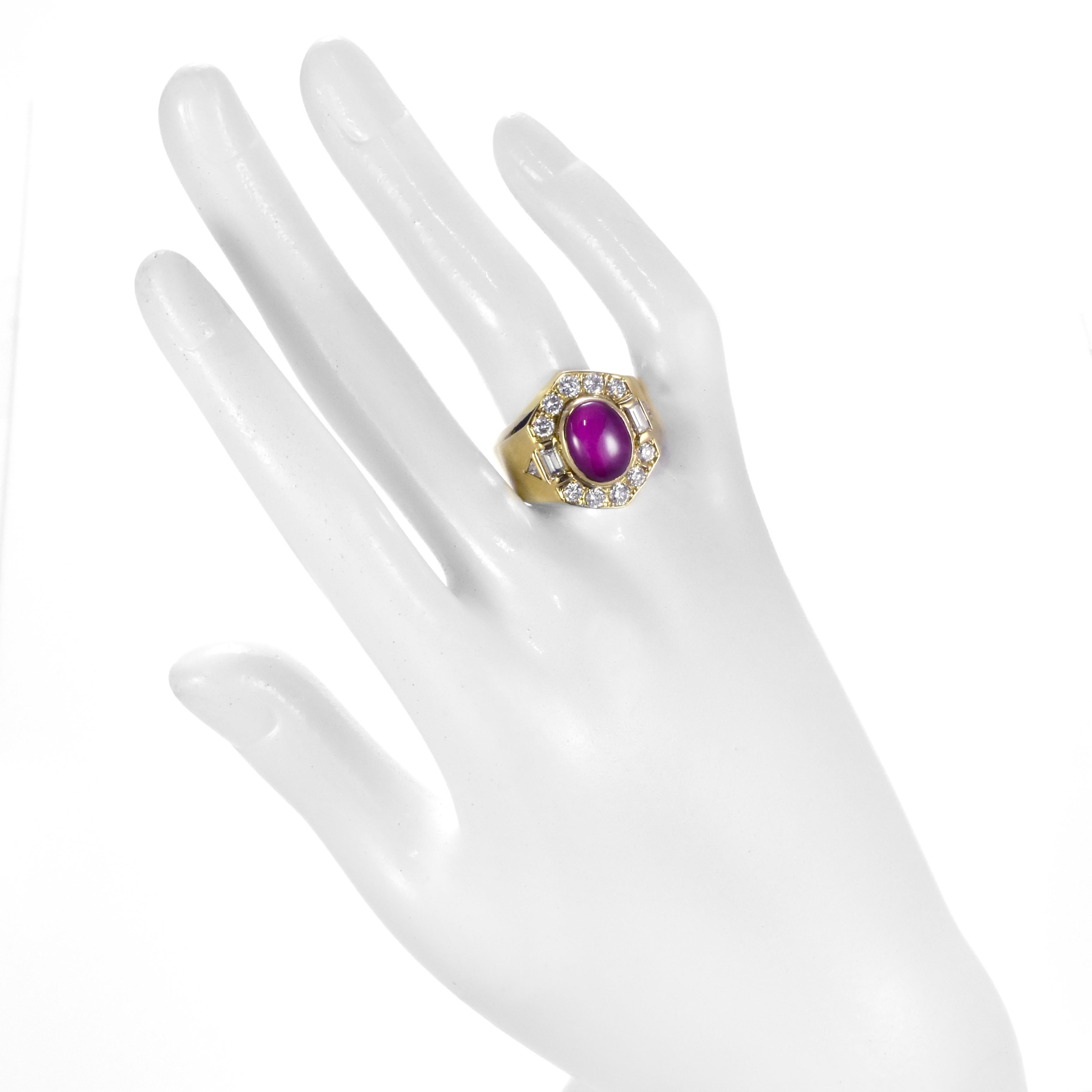 GIA Certified 5.52 Carat Natural Burmese Ruby and Diamond Ring Made in 18K Gold For Sale 8