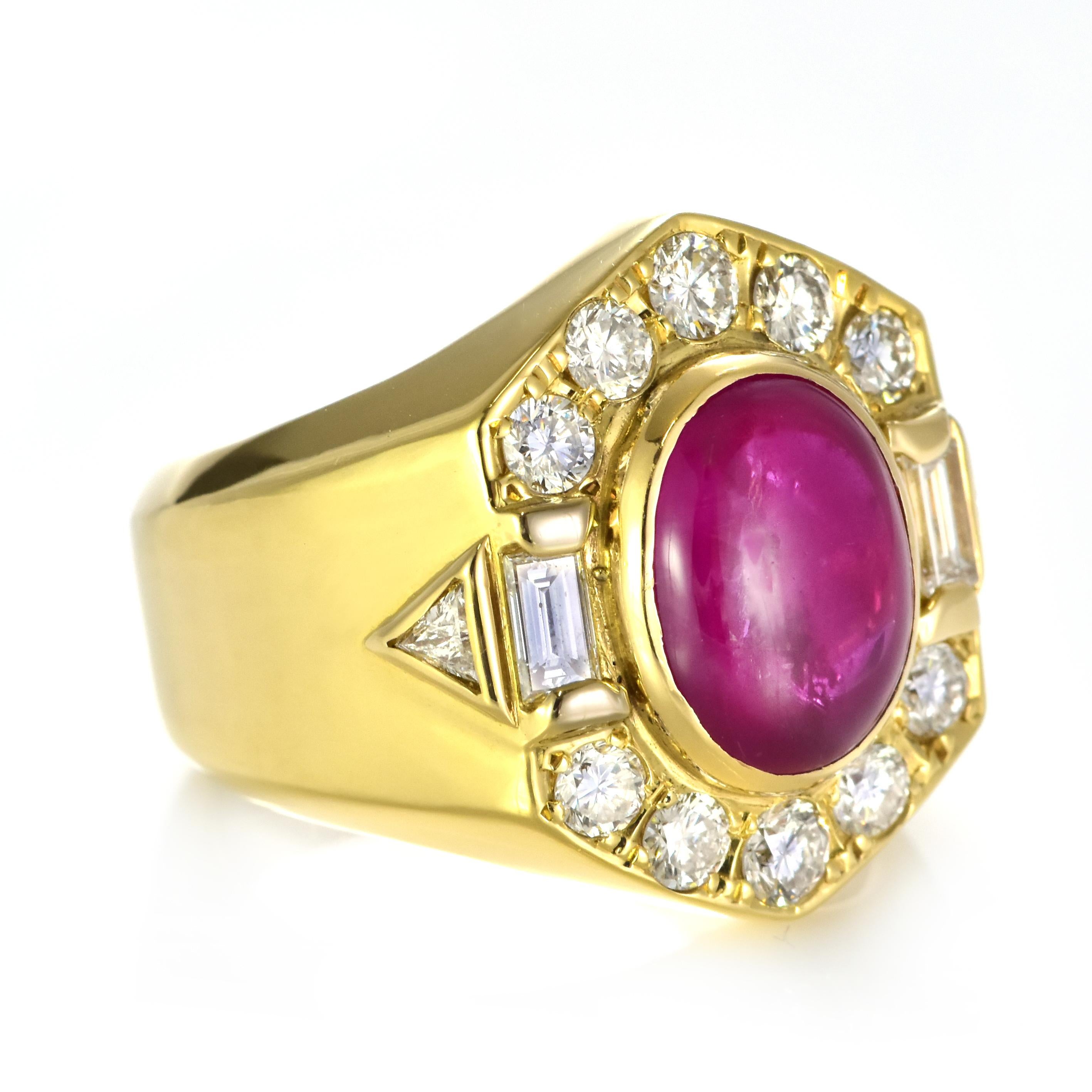 GIA Certified 5.52 Carat Natural Burmese Ruby and Diamond Ring Made in 18K Gold For Sale 1