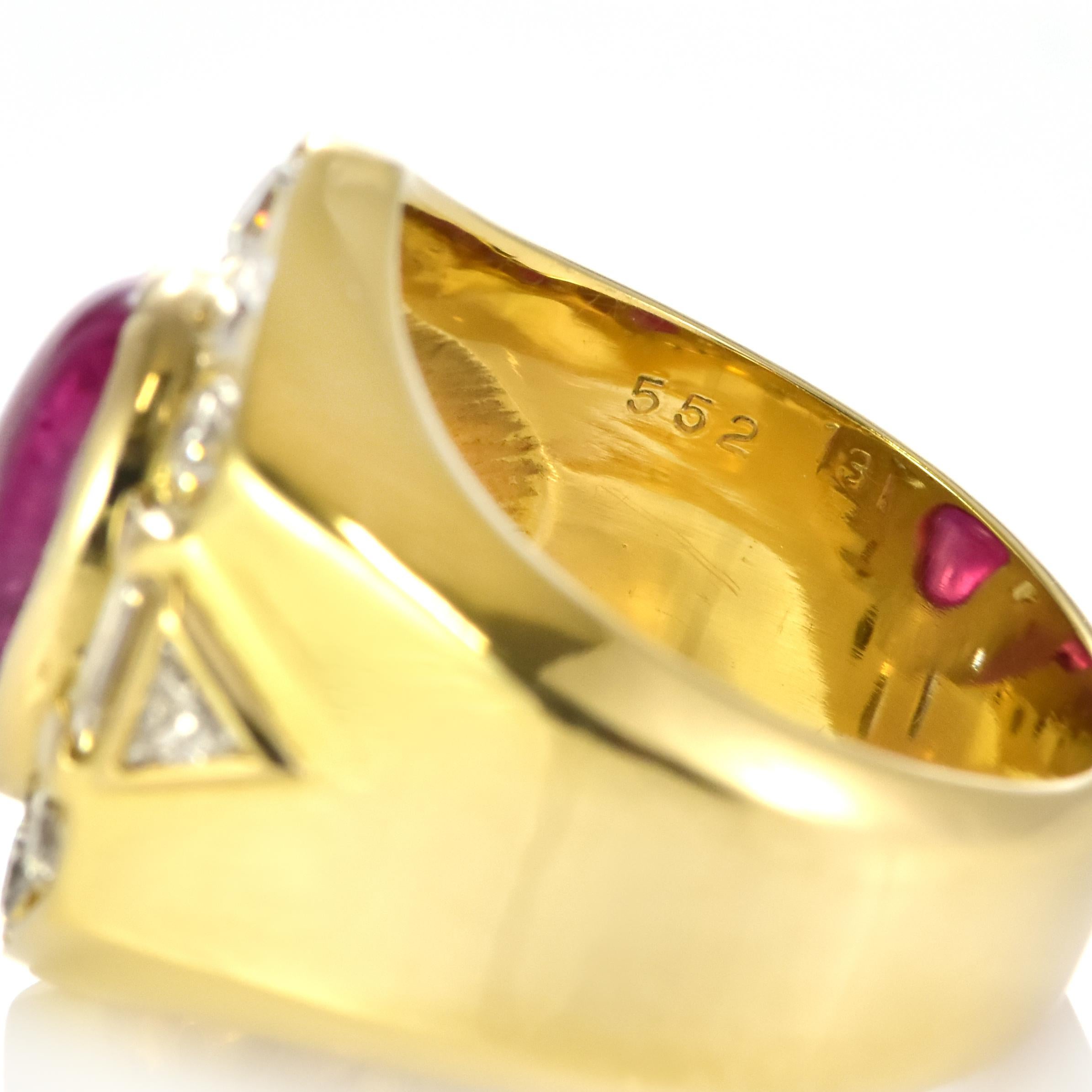 GIA Certified 5.52 Carat Natural Burmese Ruby and Diamond Ring Made in 18K Gold For Sale 2