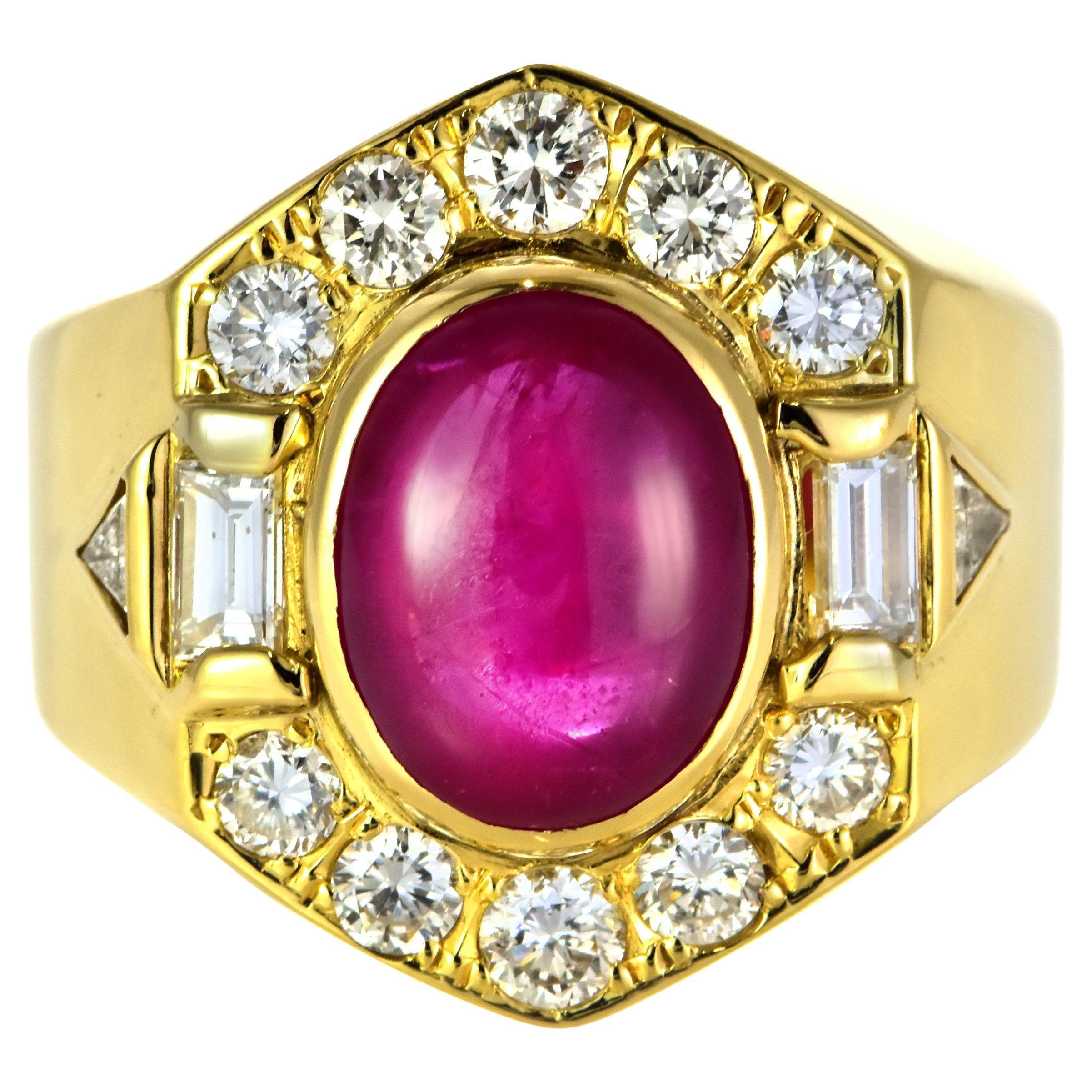 GIA Certified 5.52 Carat Natural Burmese Ruby and Diamond Ring Made in 18K Gold For Sale