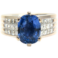 GIA Certified 5.52 Carat Natural Cornflower Blue Sapphire Diamonds Ring Platinum