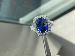 GIA Certified 5.52 Carat Natural Sapphire Cushion Cut Engagement Ring