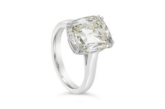 Bague de fiançailles solitaire en platine avec diamant taille coussin de 5.53 carats certifié GIA