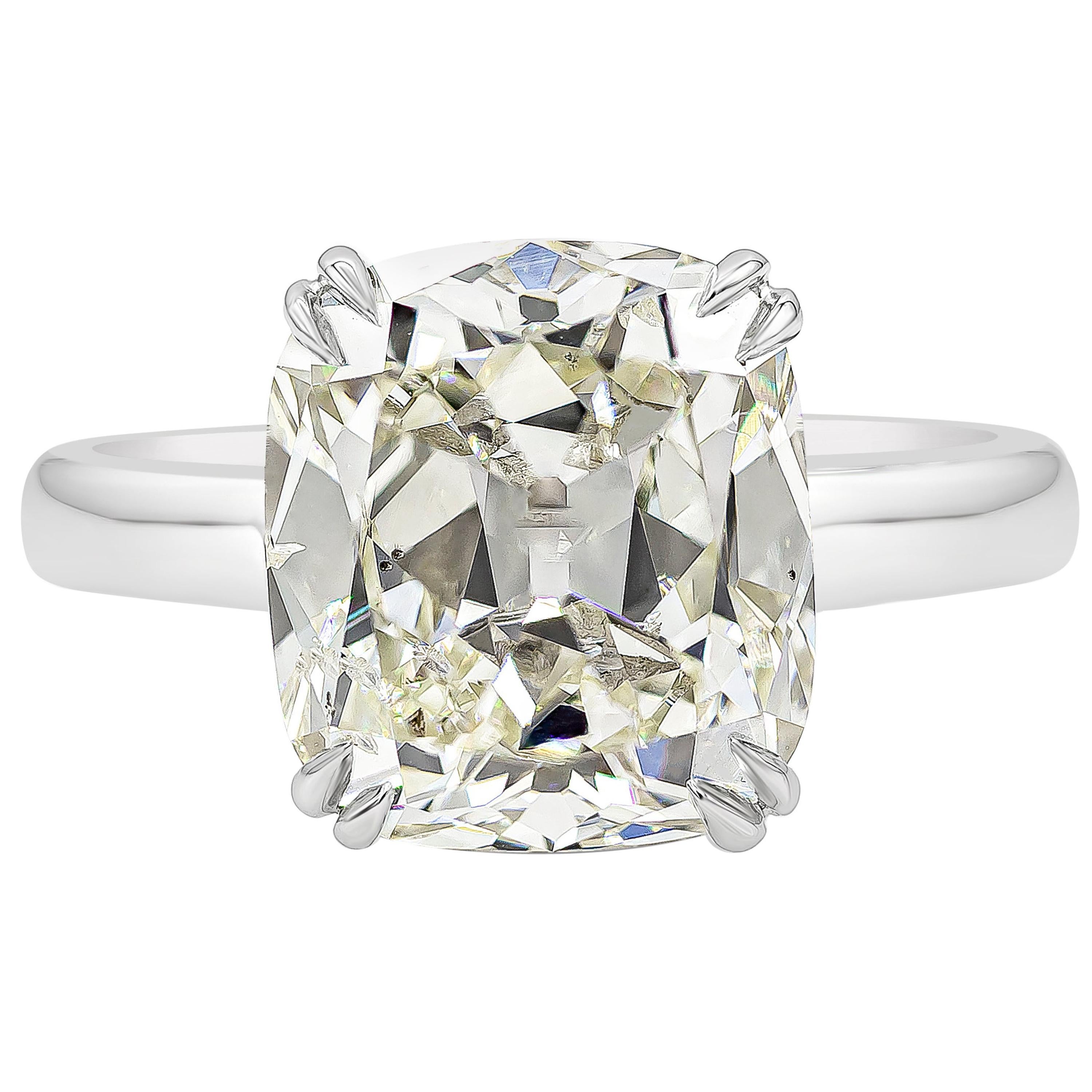 GIA Certified 5.53 Carat Cushion Cut Diamond Solitaire Engagement Ring