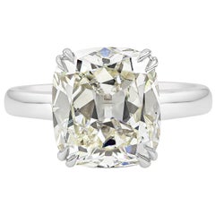 GIA Certified 5.53 Carat Cushion Brilliant Diamond Solitaire Engagement Ring