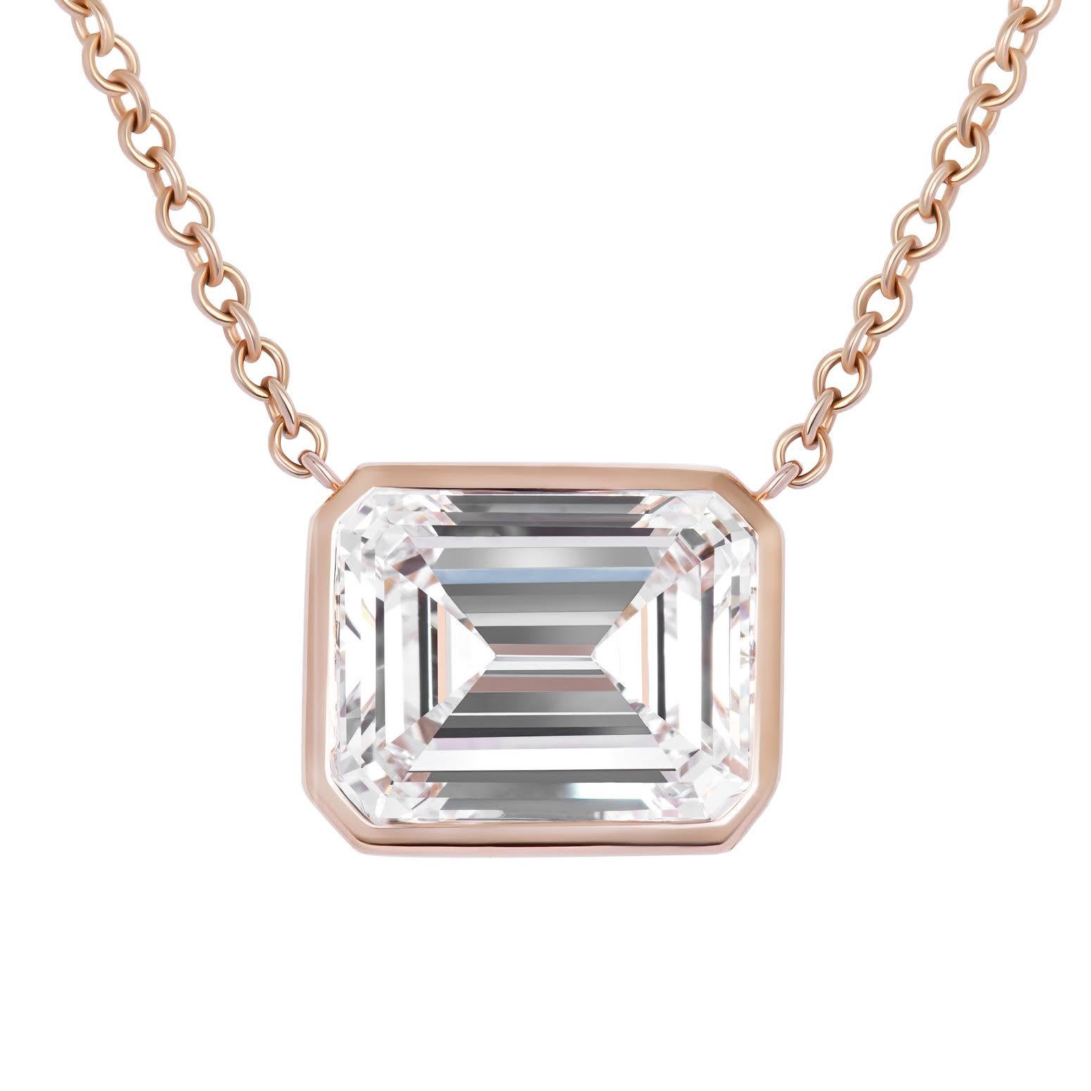 Modern GIA Certified 5.53 Carat Emerald Cut Diamond Pendant Necklace