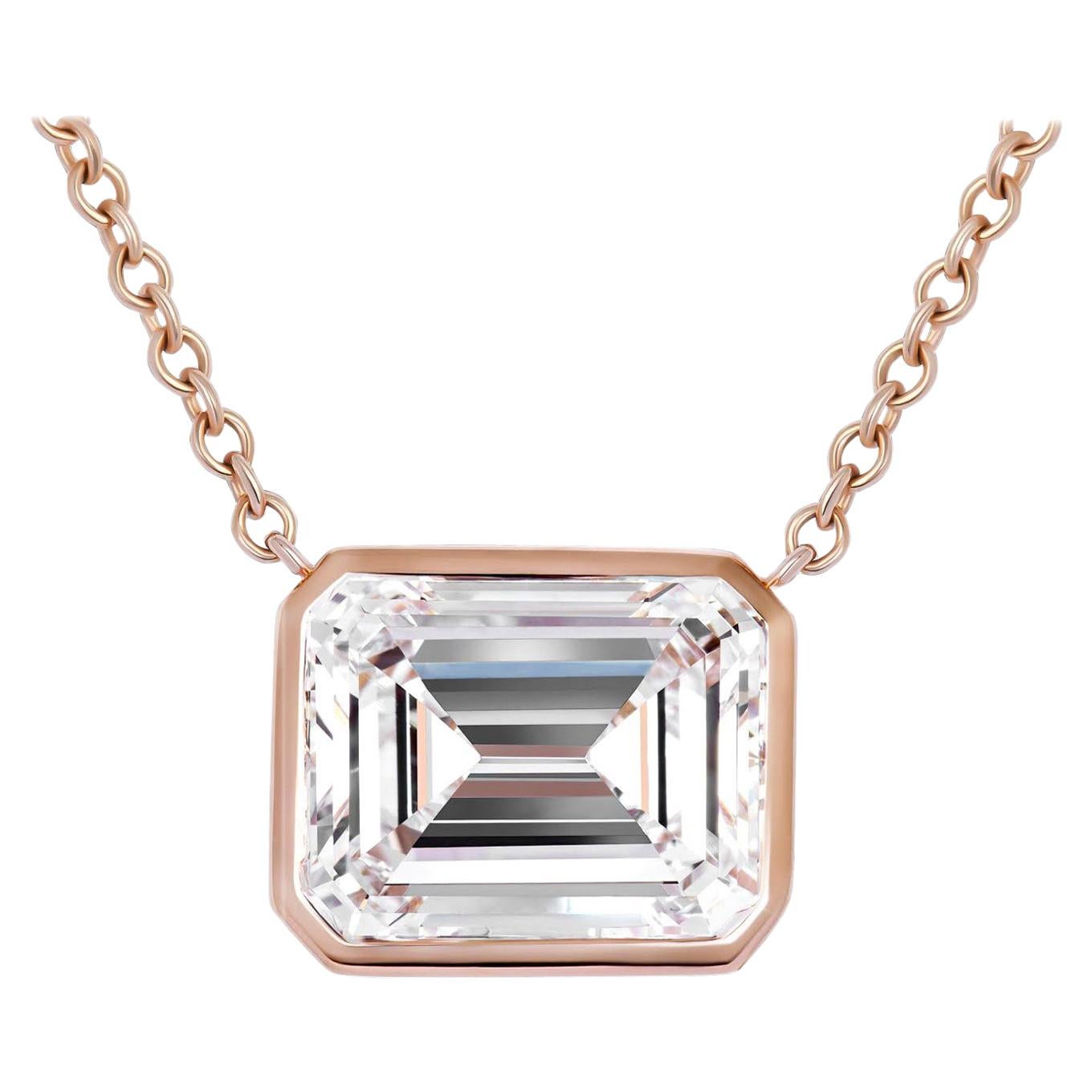 GIA Certified 5.53 Carat Emerald Cut Diamond Pendant Necklace