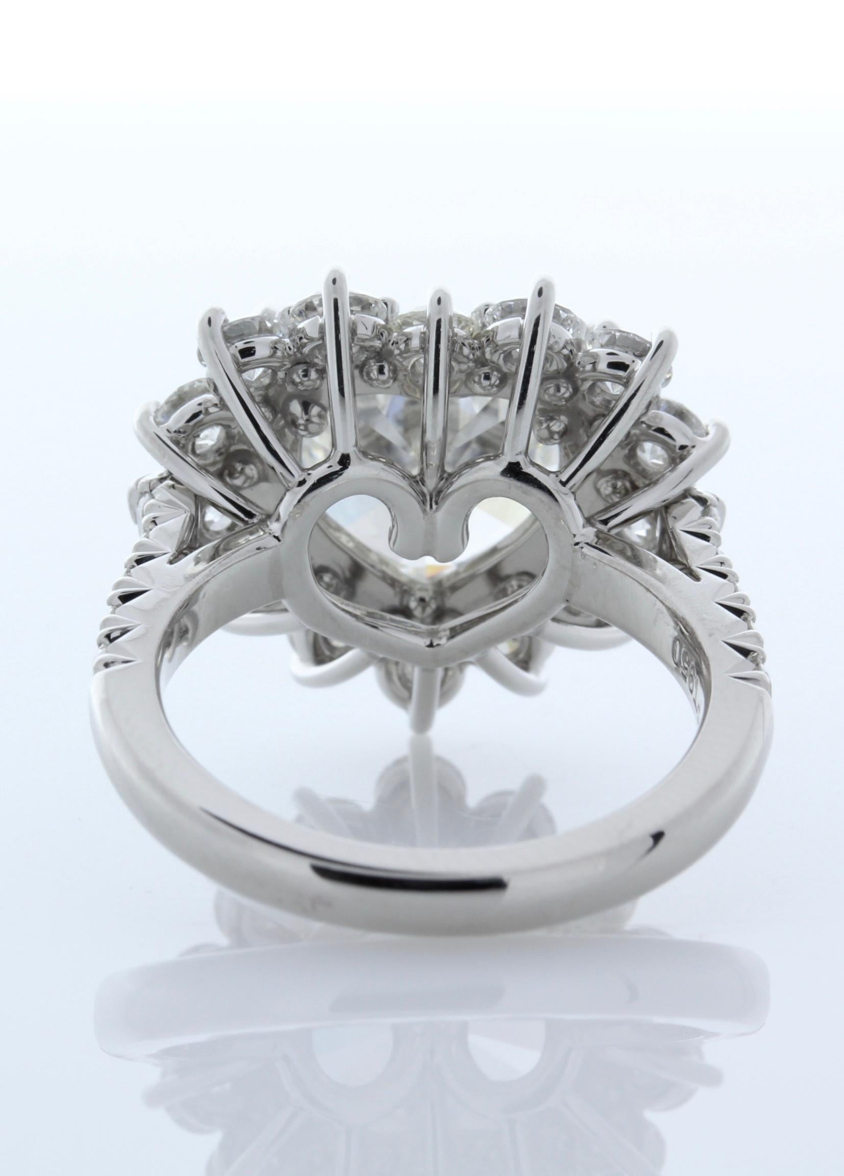 GIA Certified 5.55 Carat Heart Shape I VVS1 Diamond Platinum Engagement Ring 3