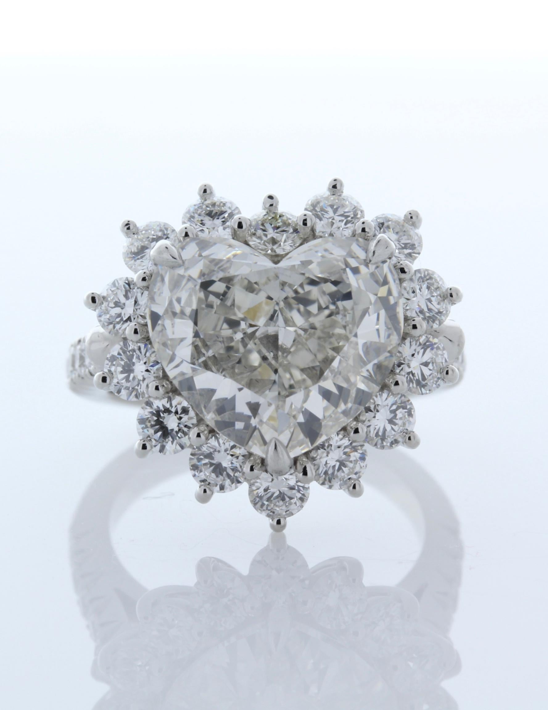 GIA Certified 5.55 Carat Heart Shape I VVS1 Diamond Platinum Engagement Ring 4