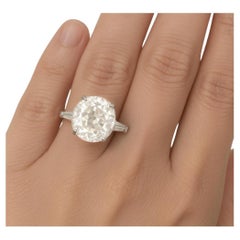 Platinring mit GIA-zertifiziertem 5,55 Karat Old Mine Cut im Vintage-Stil