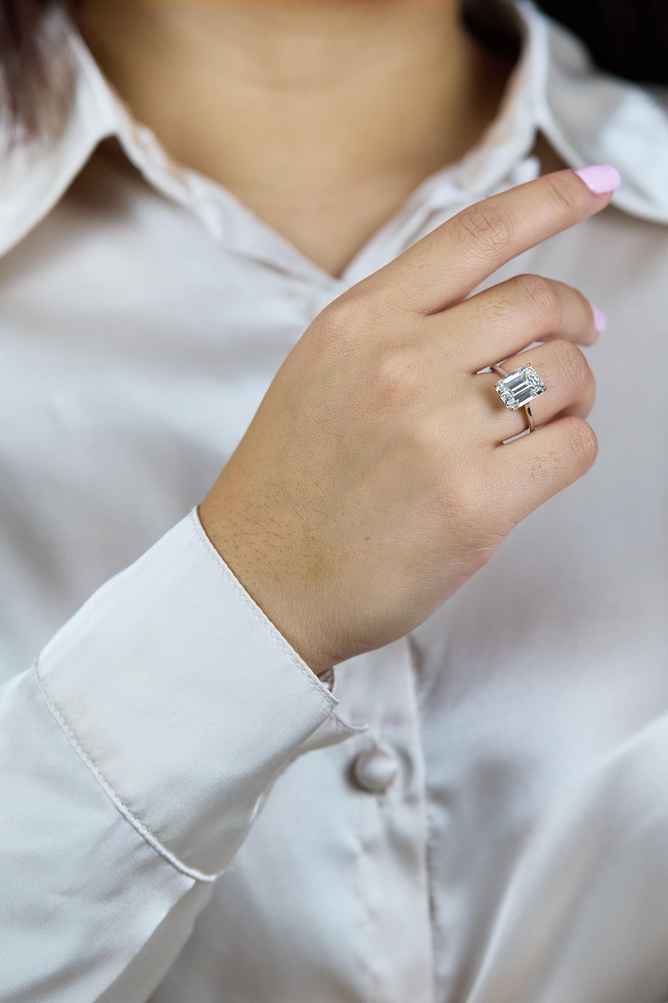 5.5 carat emerald cut diamond ring