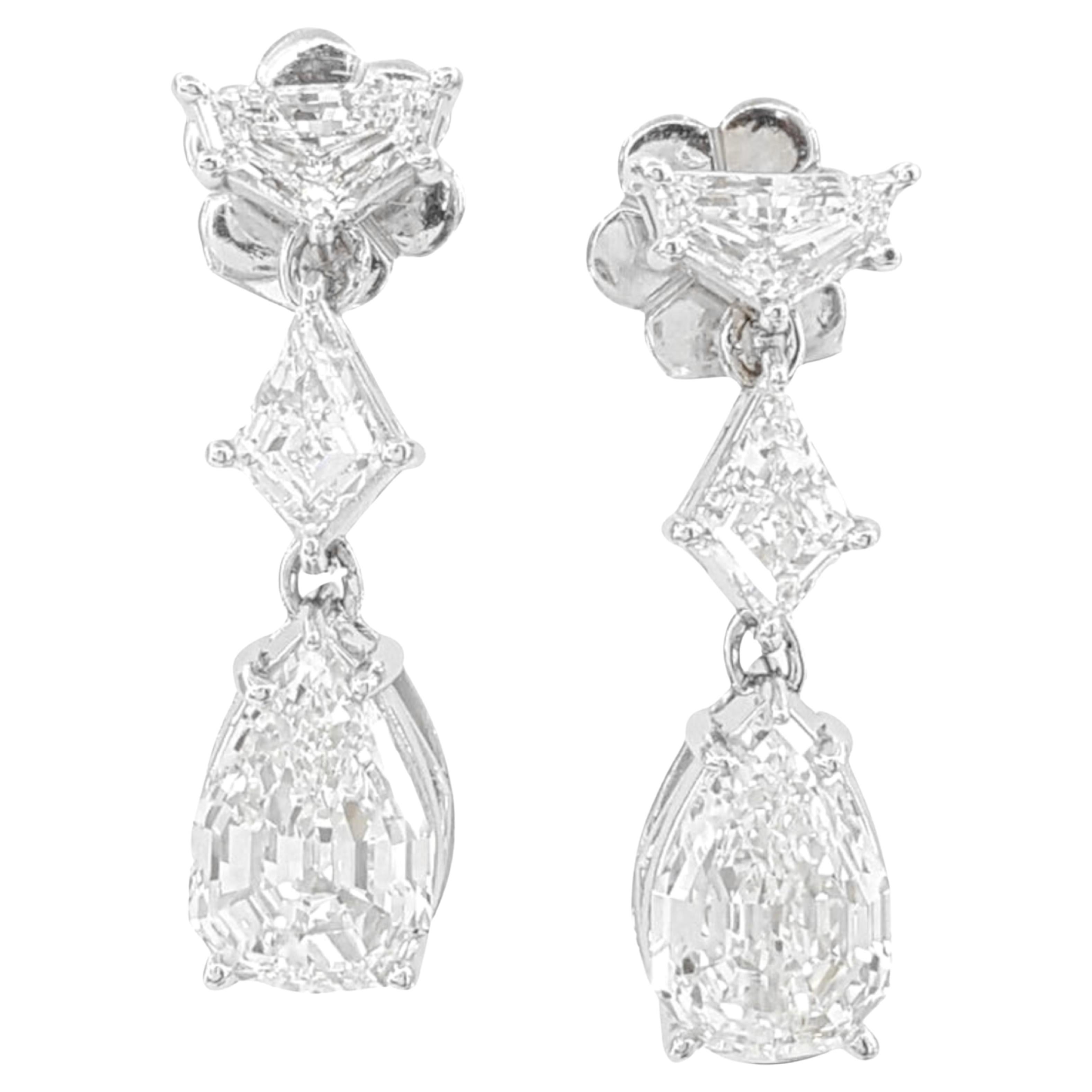 GIA Certified 5.56 Ct. Shield Cut Diamond Earrings For Sale