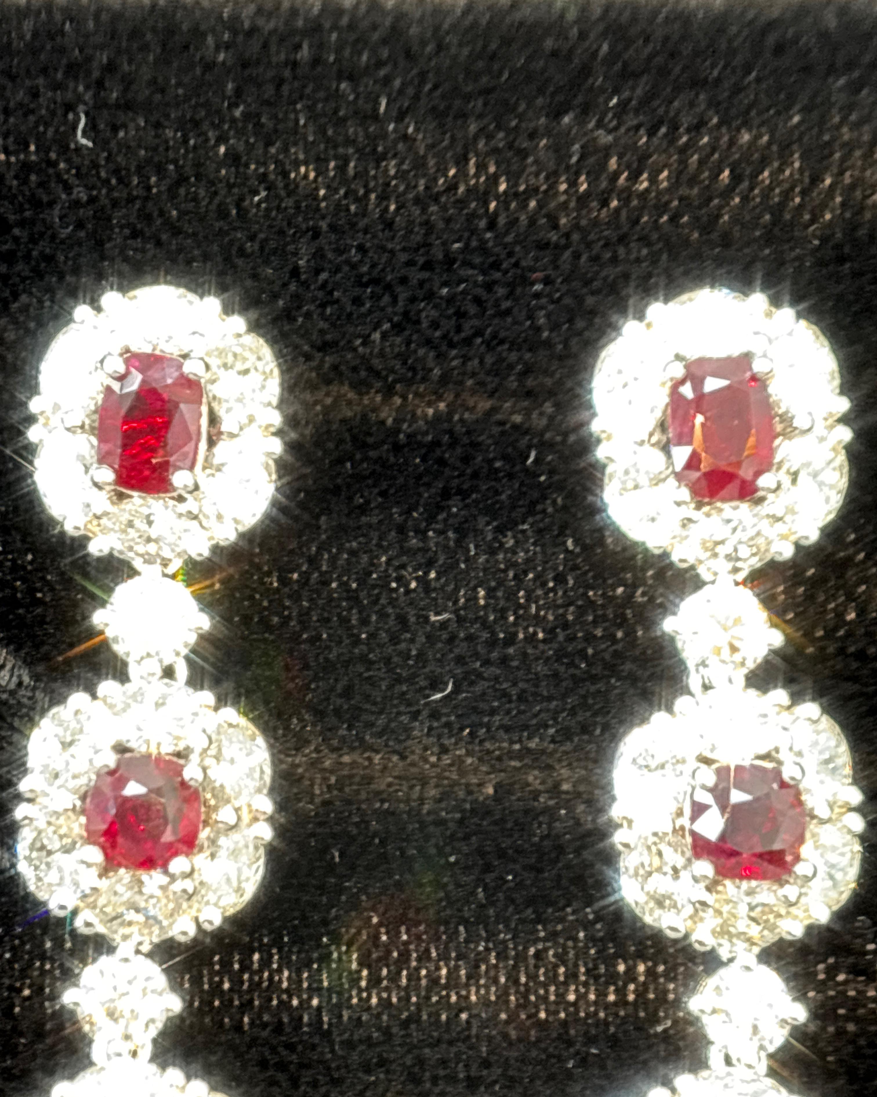 Boucles d'oreilles en platine avec diamant rouge rubis certifié GIA de 5,57 carats (Burma No Heat Vivid Diamonds) en vente 6