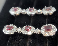 GIA Certified 5.57 Carat Burma No Heat Vivid Red Ruby Diamond Platinum Earrings