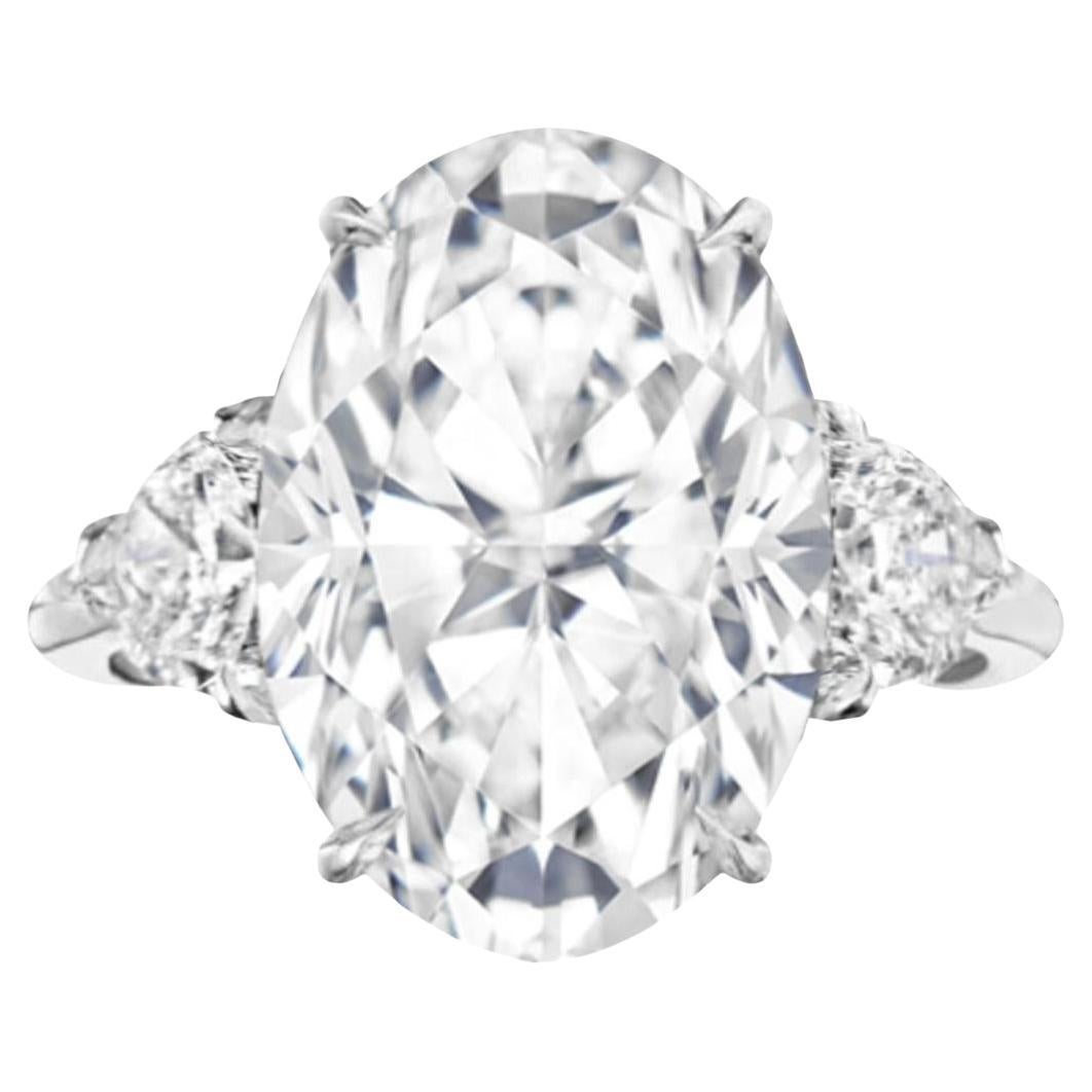 GIA Certified 5.22 Ct Oval Cut Diamond with Pear Cut Diamond in 18K White Gold