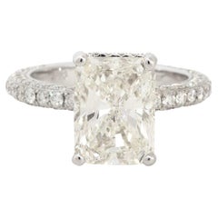 GIA Certified 5.59 Carat Radiant Diamond Engagement Ring 18 Karat in Stock