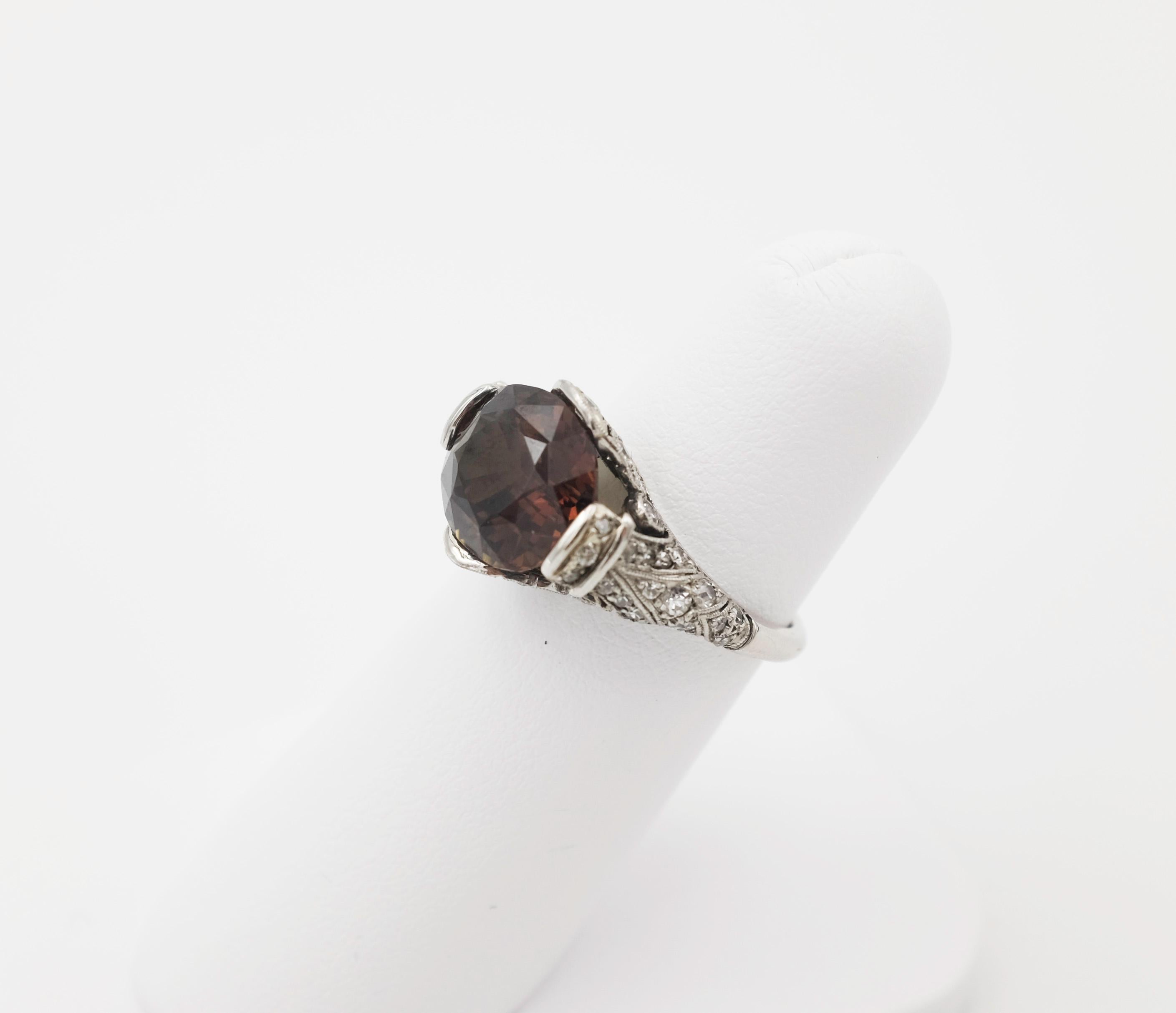 Oval Cut GIA Certified 5.59 Carat Oval Alexandrite Set on an Art Nouveau Ring For Sale