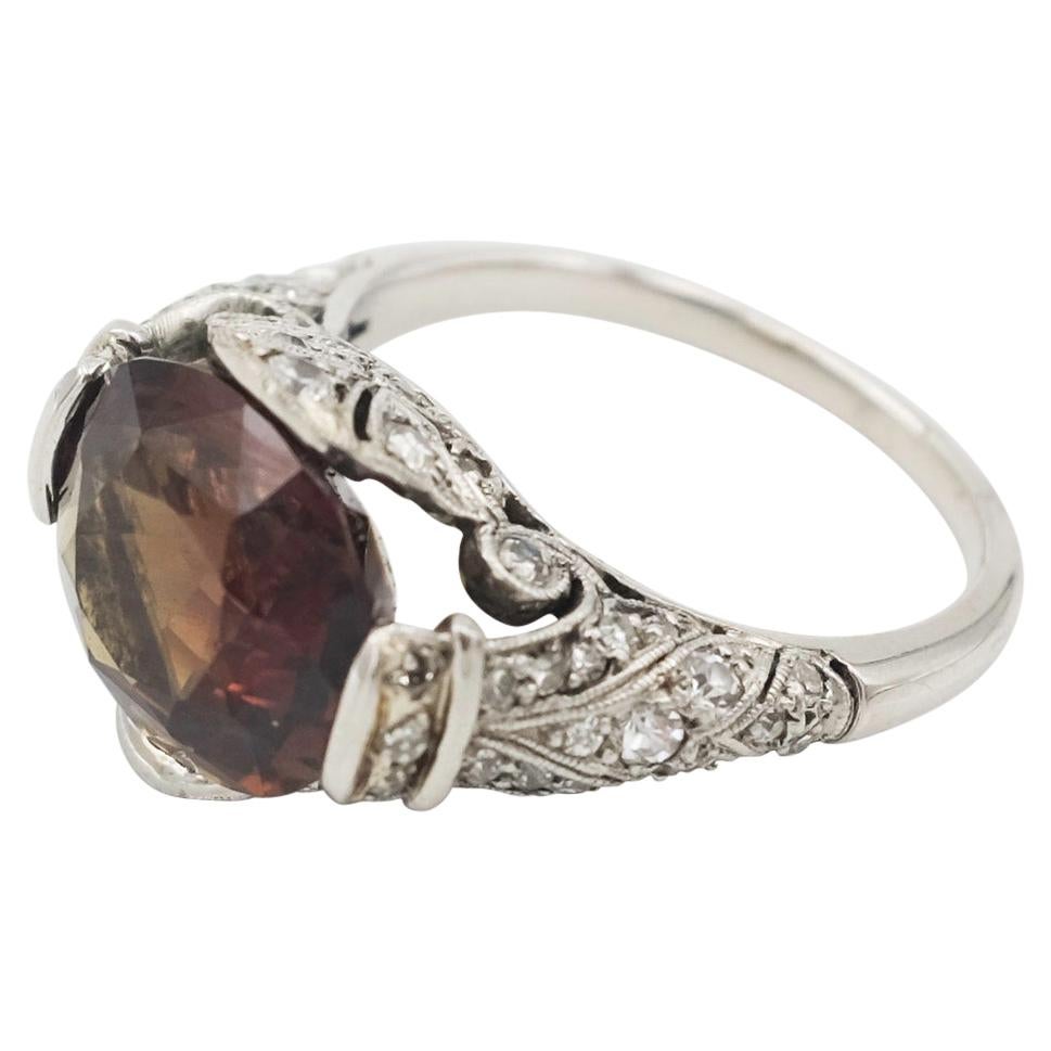 GIA Certified 5.59 Carat Oval Alexandrite Set on an Art Nouveau Ring For Sale