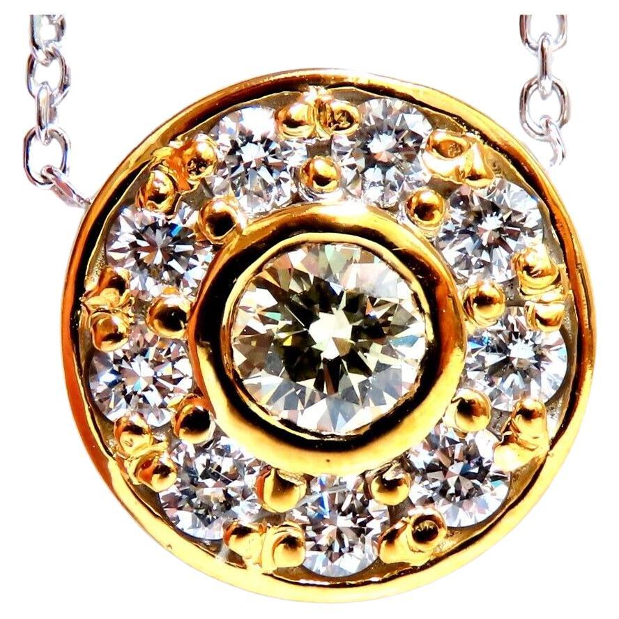 GIA Certified .55 Carat Diamond Cluster Necklace Circular Revolver For Sale