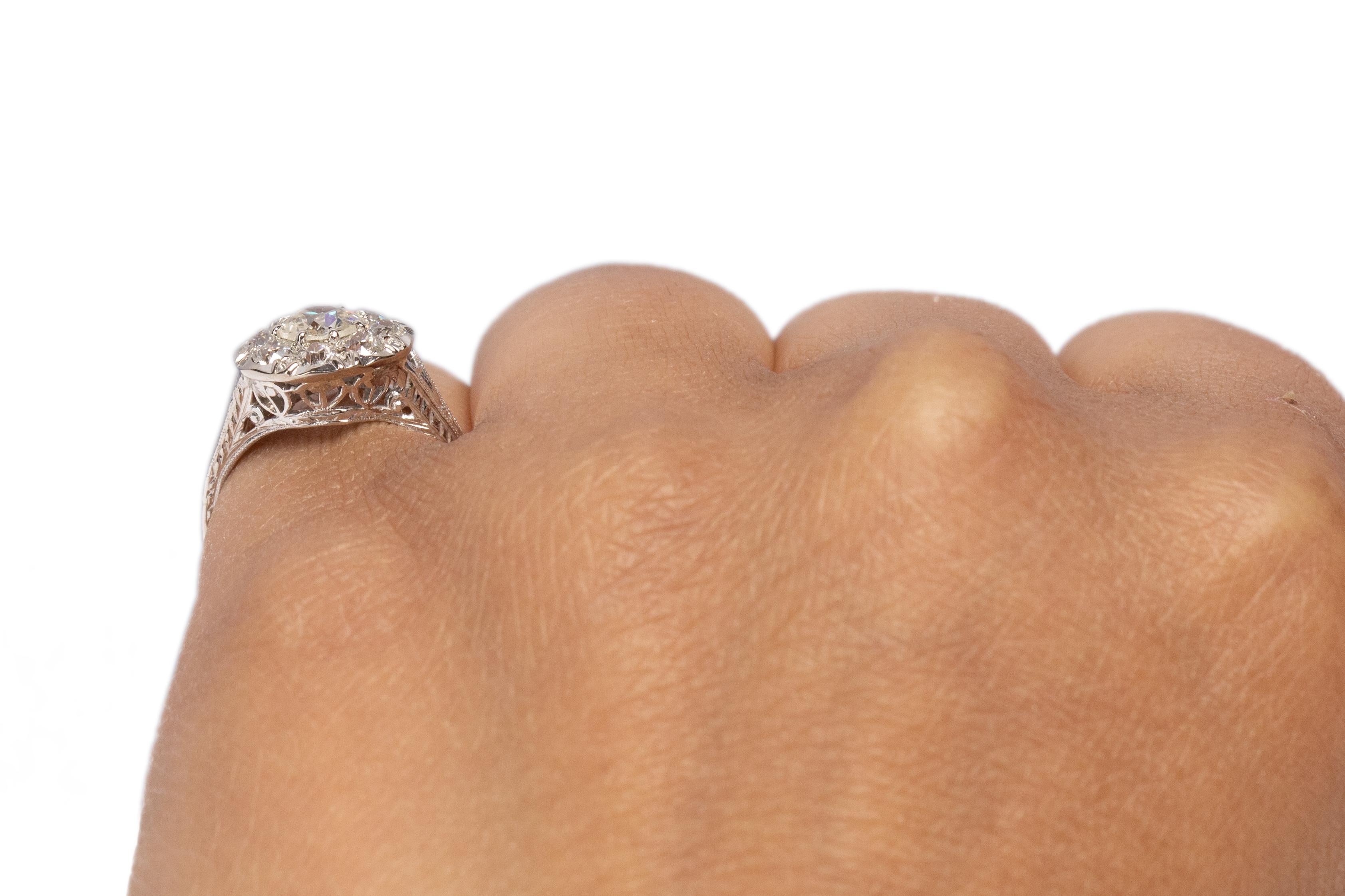 Old European Cut GIA Certified .56 Carat Art Deco Diamond Platinum Engagement Ring For Sale