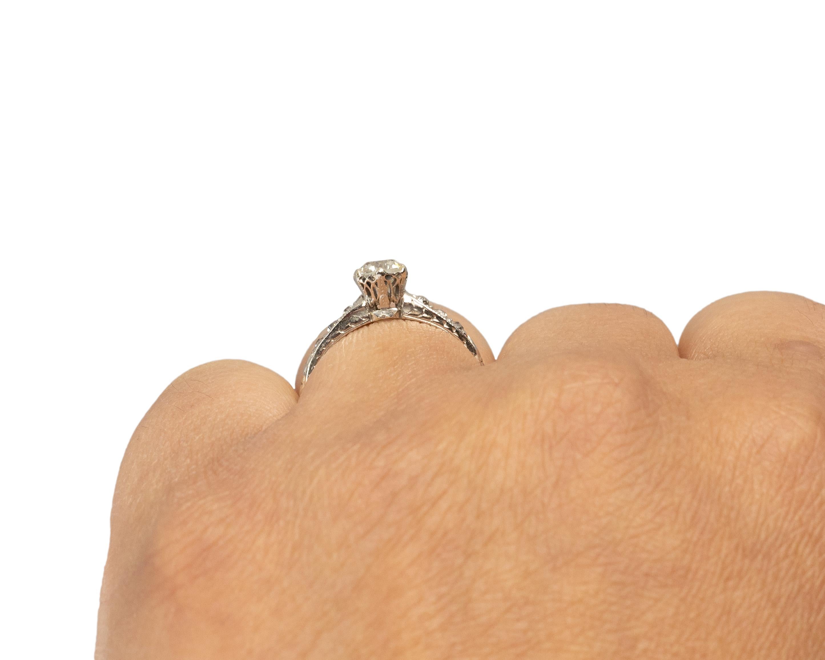 Women's Gia Certified .56 Carat Art Deco Diamond Platinum Engagement Ring For Sale
