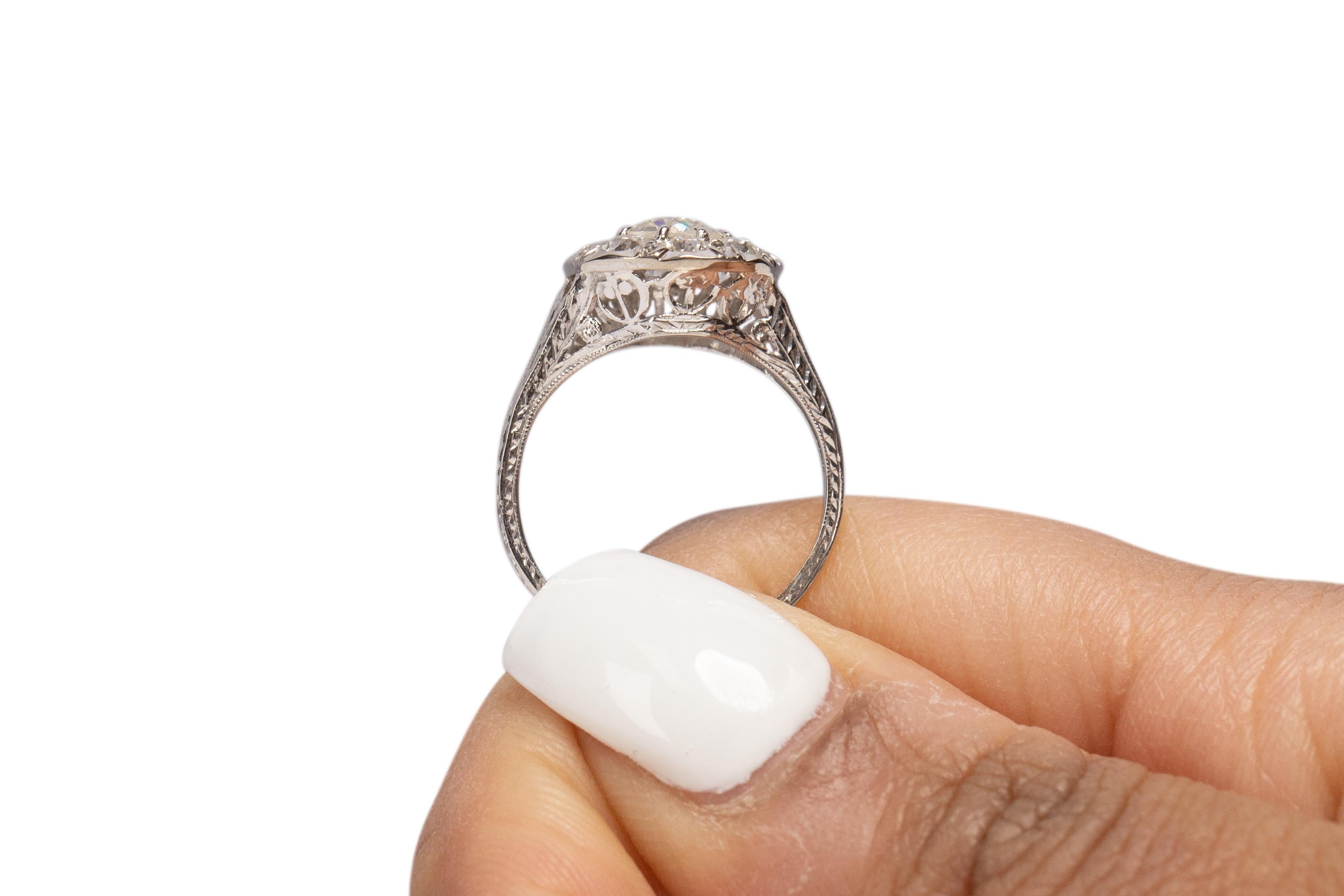 Anello di fidanzamento in platino con diamante Art Deco certificato GIA da 56 carati in vendita 2
