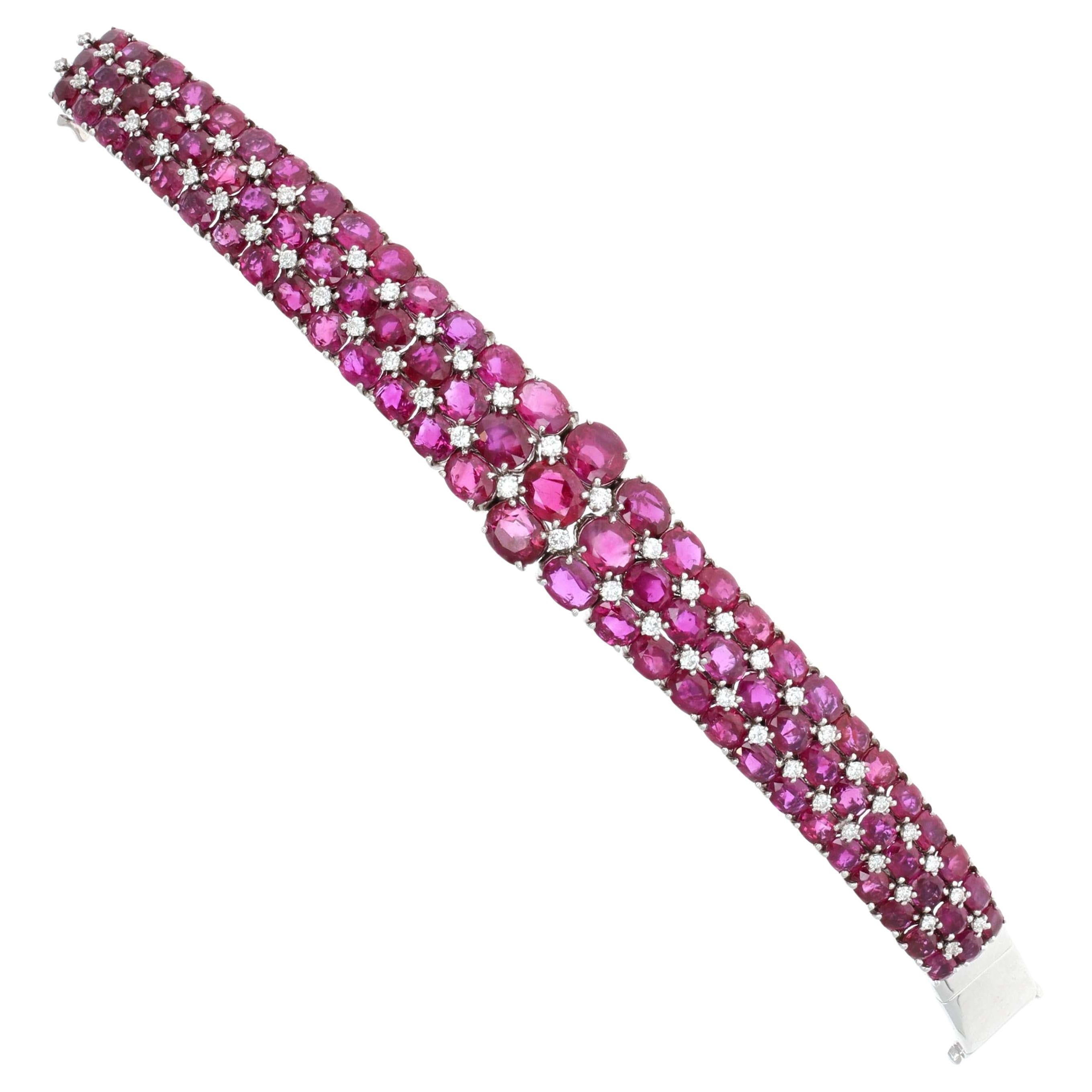 GIA Certified 56 Carat Burma No Heat Ruby Diamond Bracelet