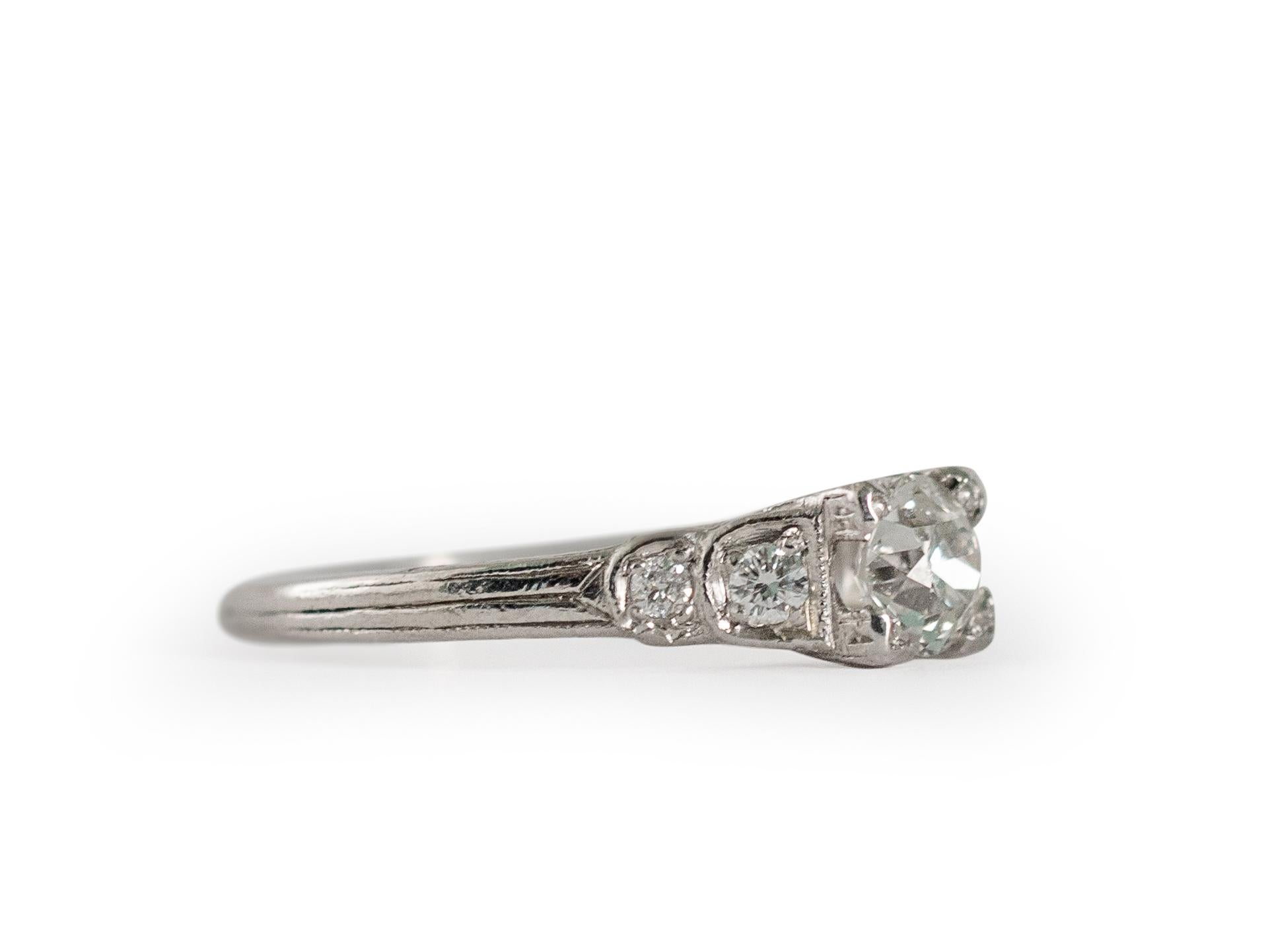 Art Deco GIA Certified .56 Carat Diamond Platinum Engagement Ring