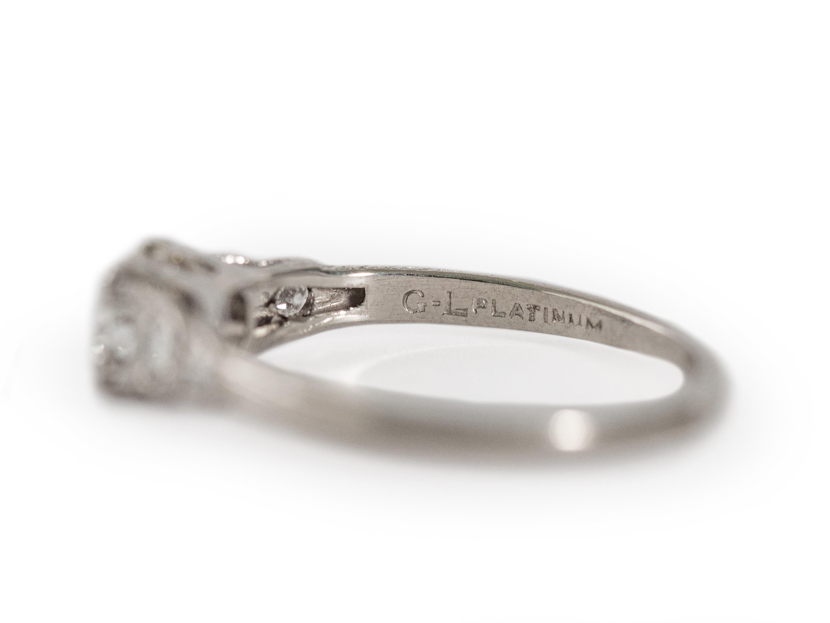 Old European Cut GIA Certified .56 Carat Diamond Platinum Engagement Ring