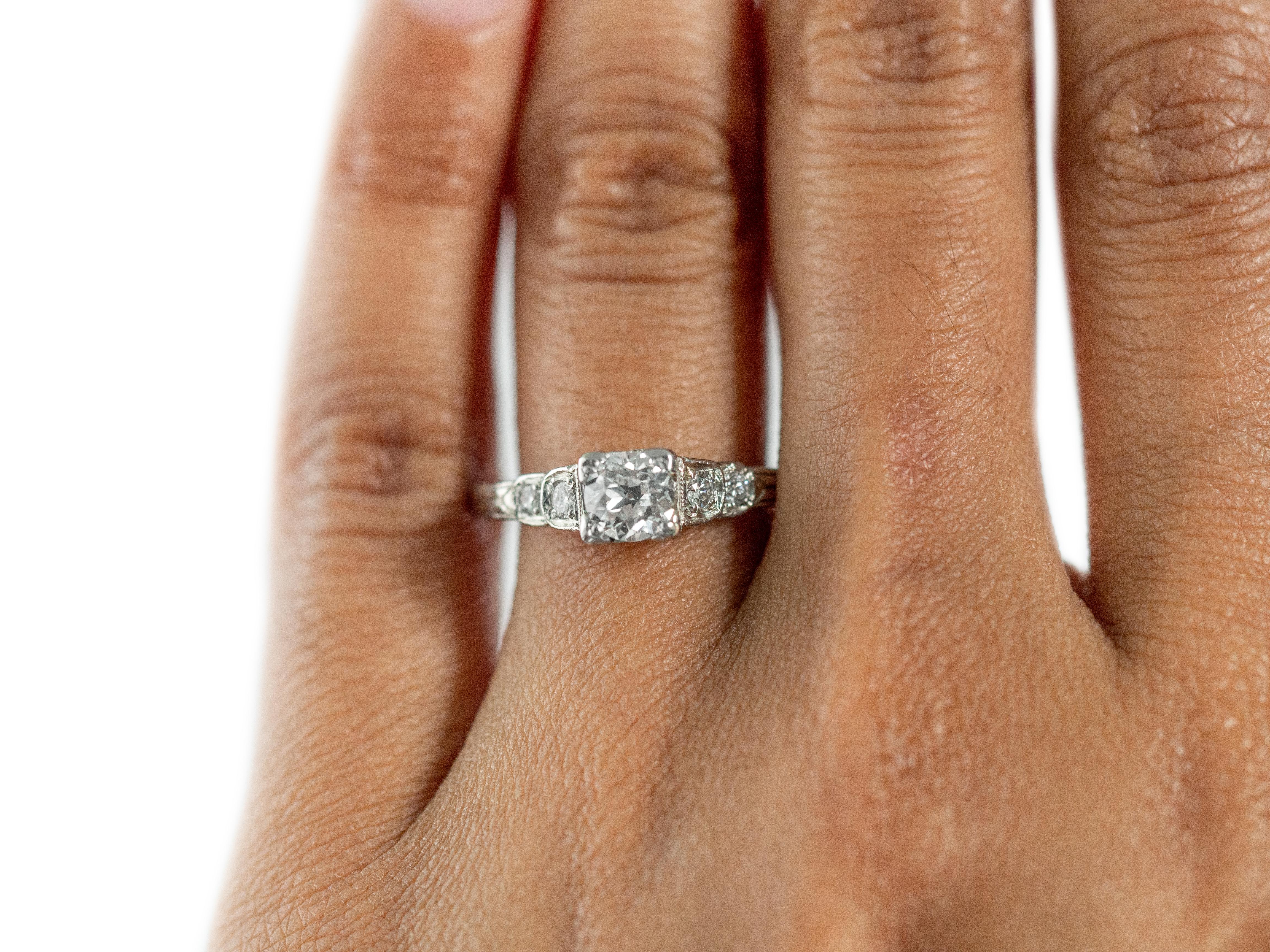 GIA Certified .56 Carat Diamond Platinum Engagement Ring 1