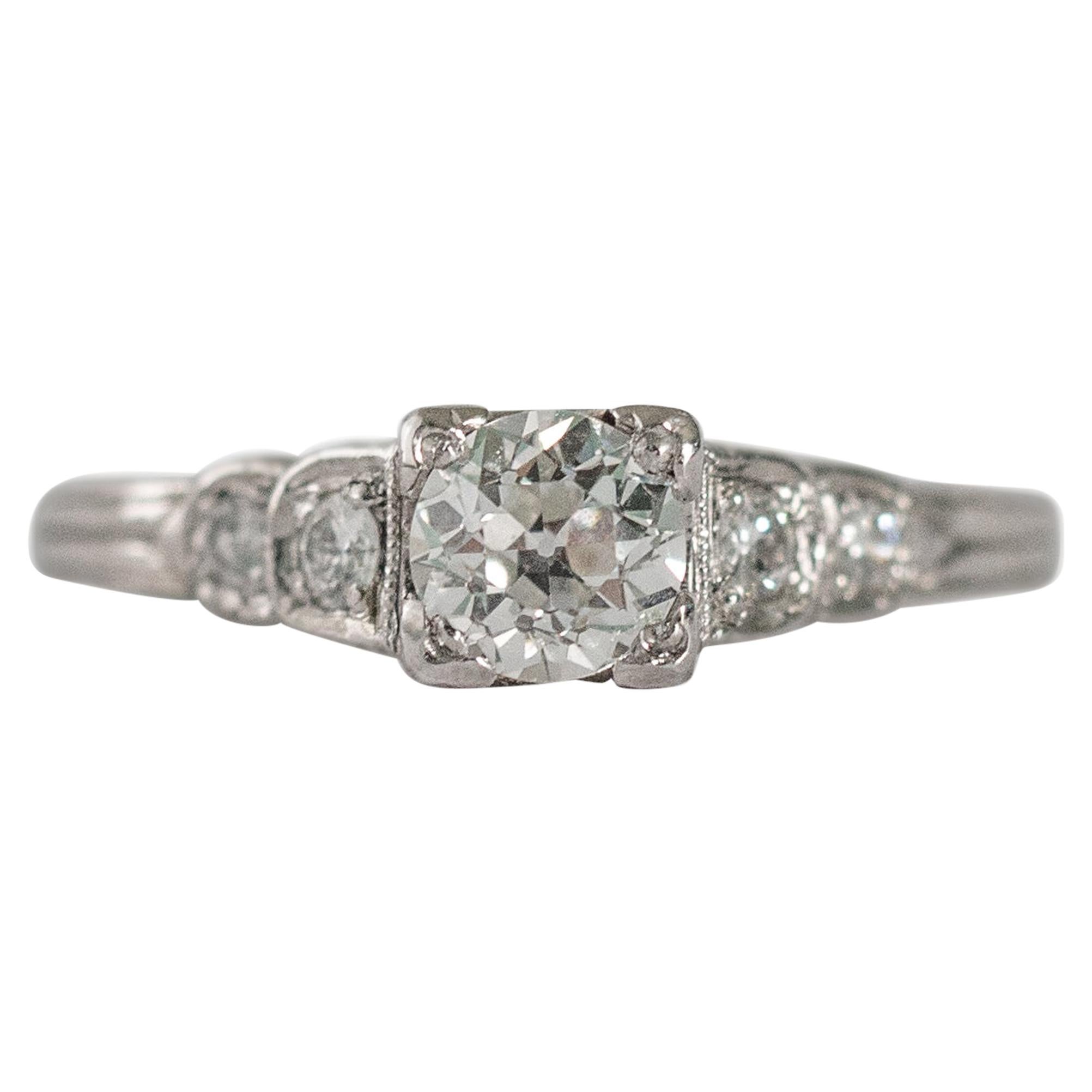 GIA Certified .56 Carat Diamond Platinum Engagement Ring