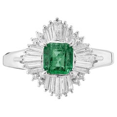 GIA zertifiziert .56 Karat natürlichen Smaragd Diamant Ballerina Platin Cocktail Ring