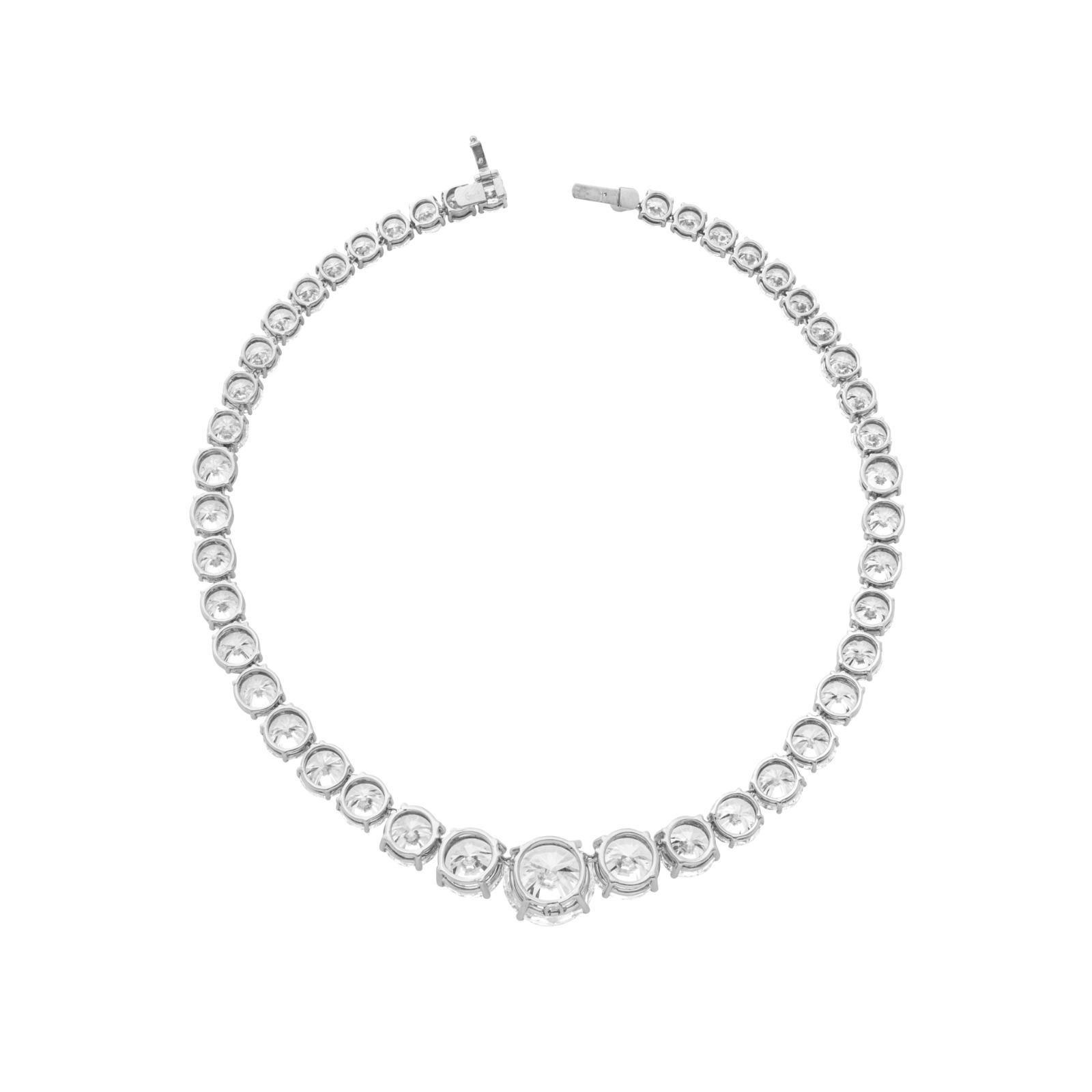 Contemporary GIA Certified 56 Carat Tennis  Diamond Necklace For Sale