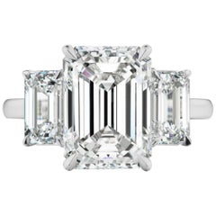 GIA Certified 5 Carat Emerald Cut Diamond Engagement Ring