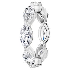 GIA Certified 5.60 Carat Marquise Diamond Eternity Band Ring Platinum