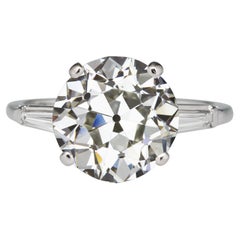 GIA Certified 5.60 Carat Old Mine Cut Diamond Platinum Ring