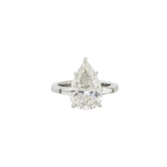 GIA Natural 5.60 Carat Pear Shape Diamond Platinum Engagement Ring In Stock