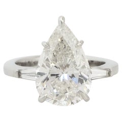 GIA Certified 5.60 Carat Pear Shape Diamond Engagement Ring In Stock
