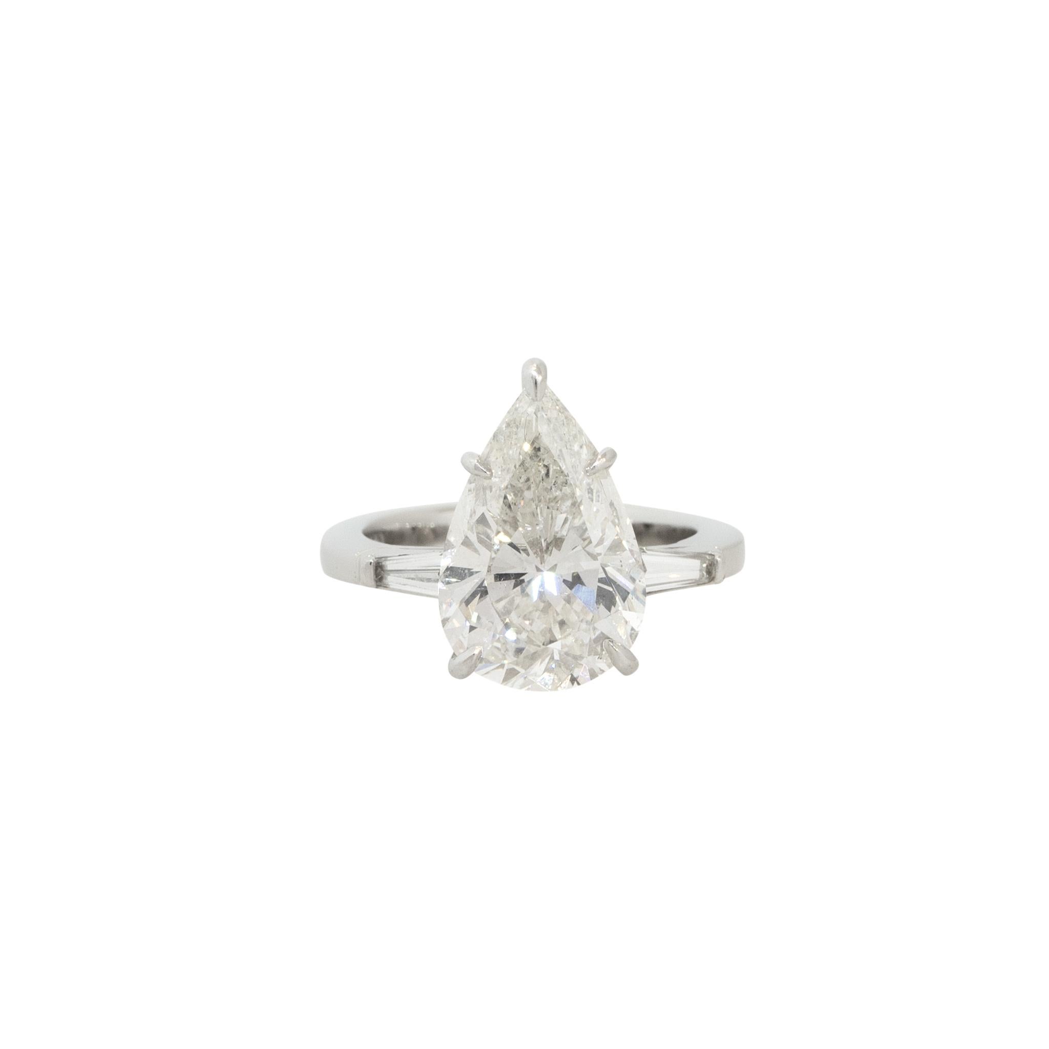 Platin-Verlobungsring mit GIA-zertifiziertem 5,60 Karat birnenförmigem Diamanten, auf Lager Damen im Angebot