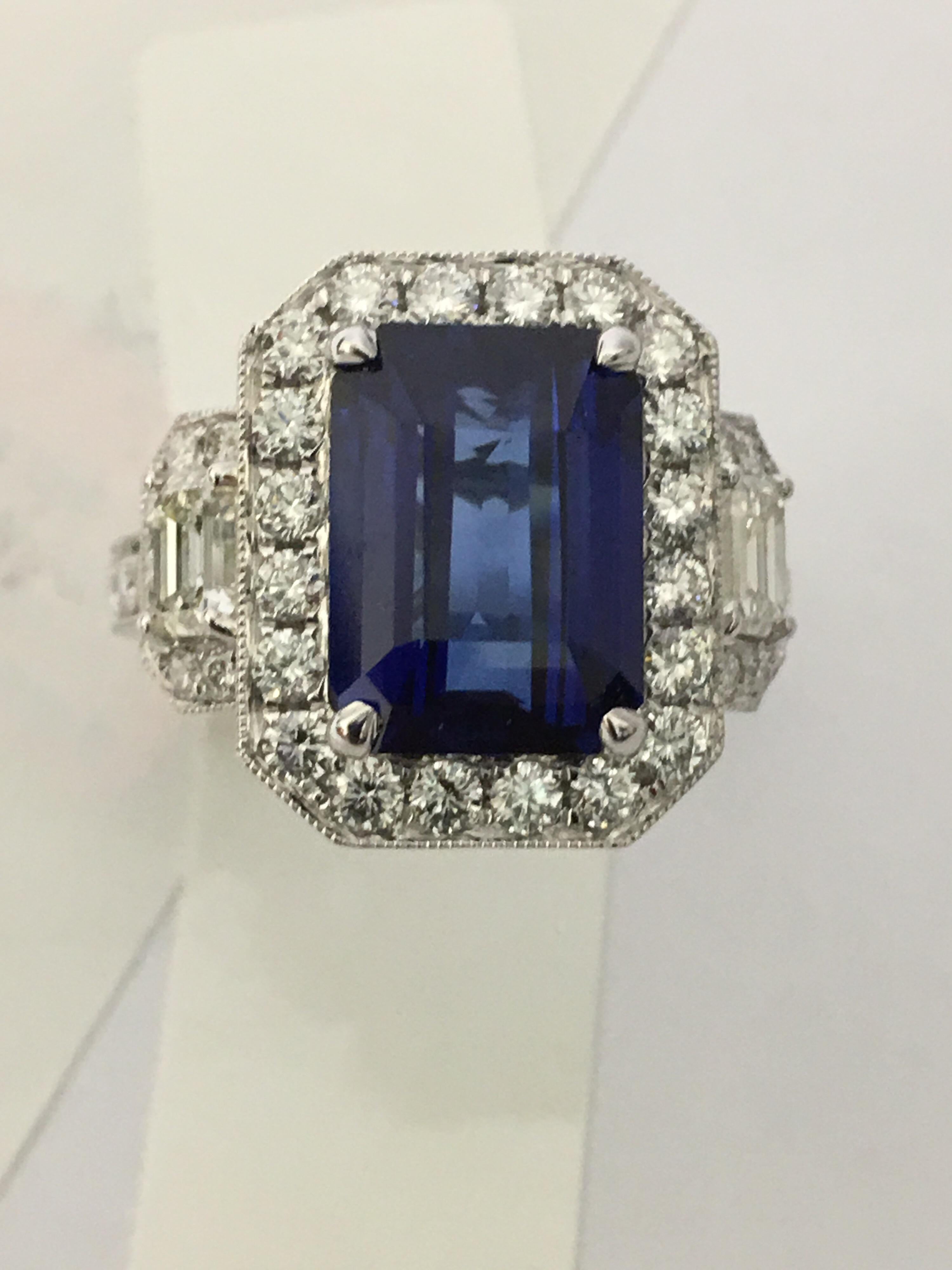 GIA Certified 5.60 Carat Sapphire Diamond Cocktail Ring 1