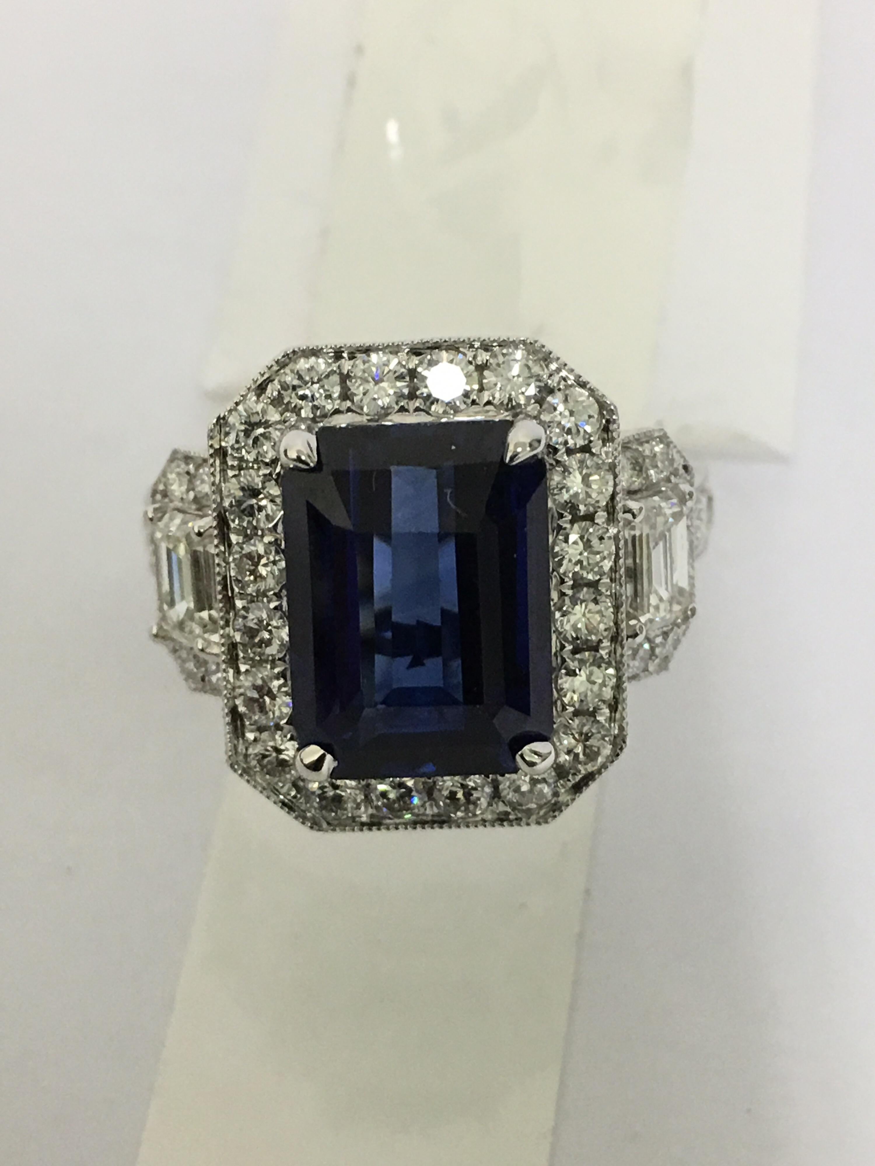 GIA Certified 5.60 Carat Sapphire Diamond Cocktail Ring 2