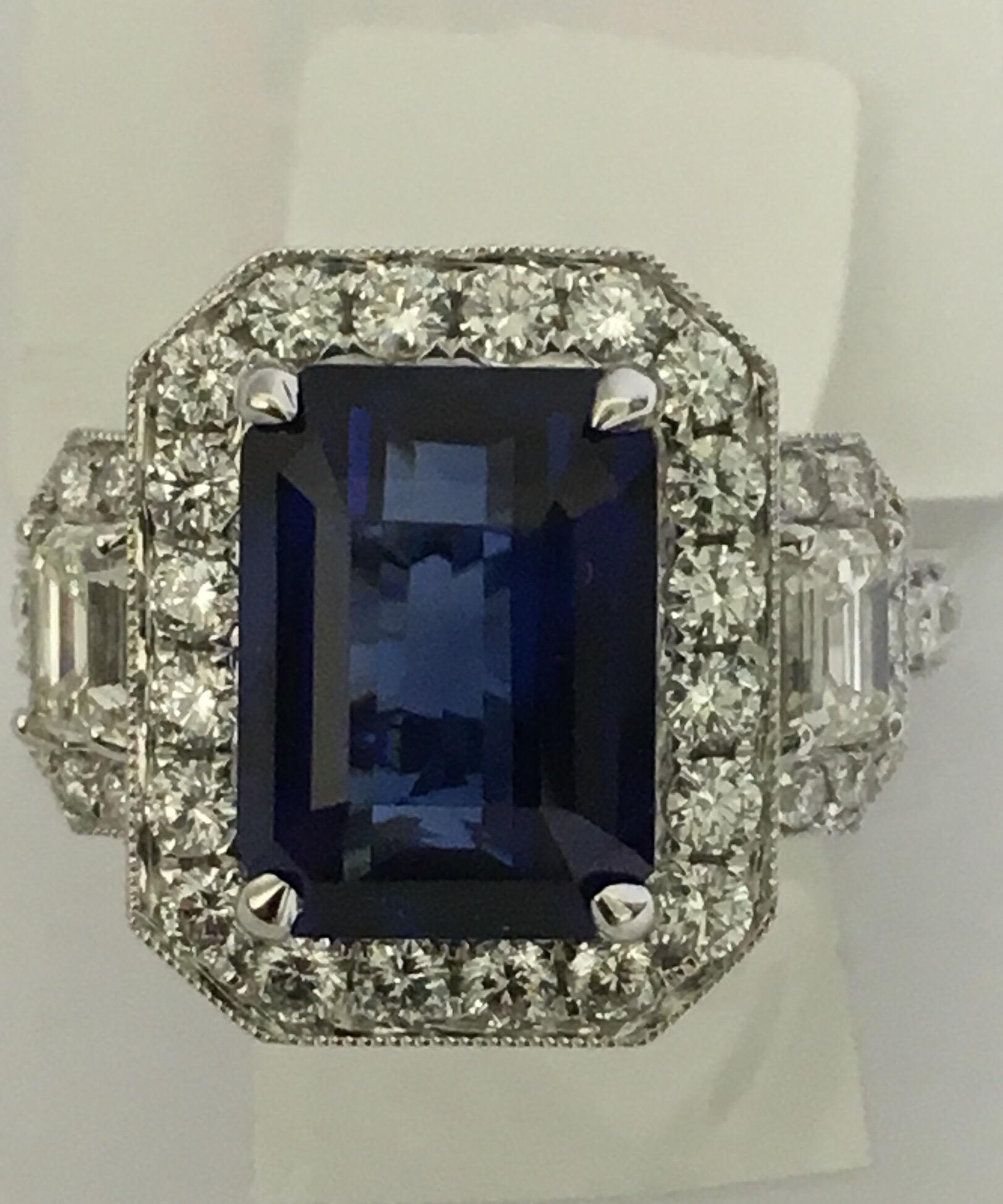 GIA Certified 5.60 Carat Sapphire Diamond Cocktail Ring In New Condition In Trumbull, CT