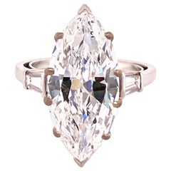 Bague en platine 950 avec diamant taille marquise de 5,60 carats certifié GIA