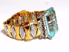GIA Certified 56.05 Carat Natural Aquamarine Diamonds Bracelet Bohemian Deco*