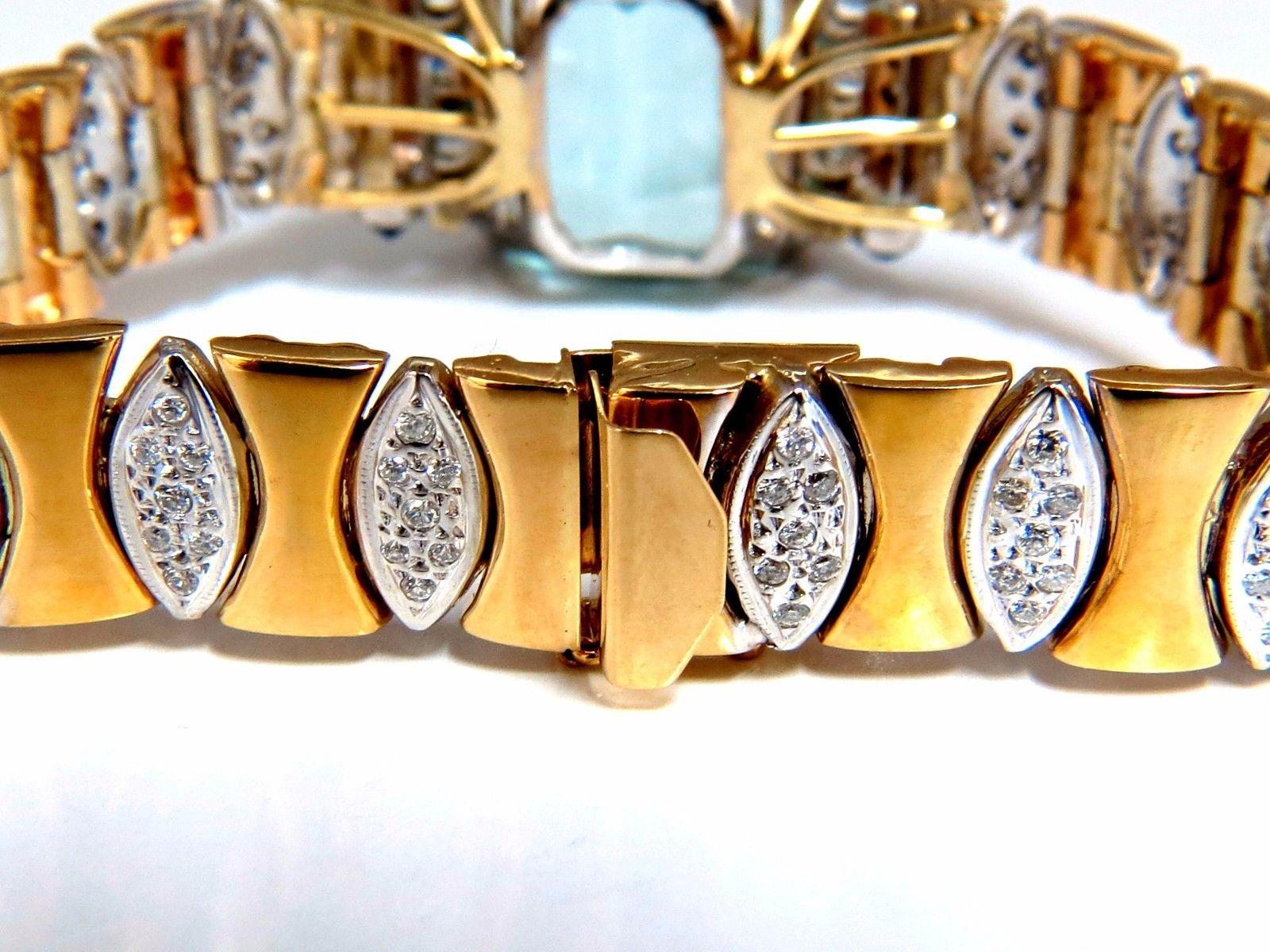 Round Cut GIA Certified 56.05 Carat Natural Aquamarine Diamonds Bracelet Bohemian Deco For Sale