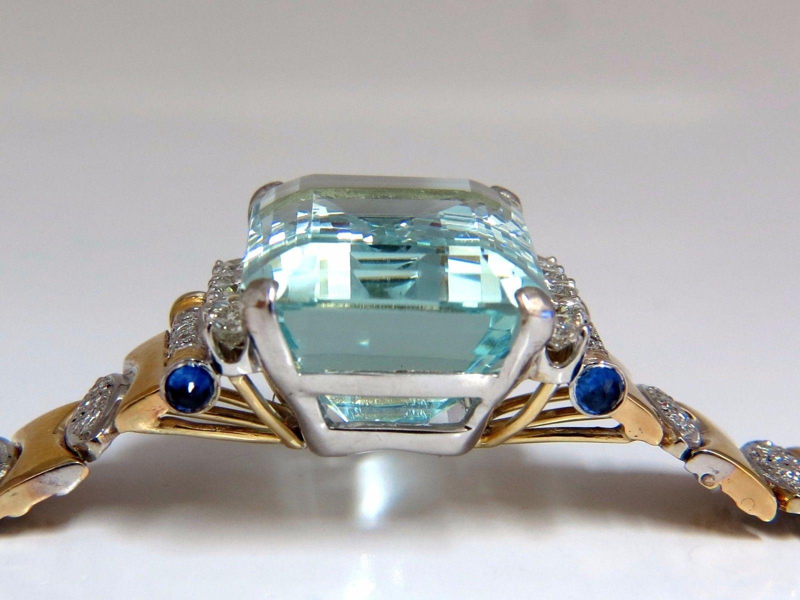 Women's or Men's GIA Certified 56.05 Carat Natural Aquamarine Diamonds Bracelet Bohemian Deco For Sale