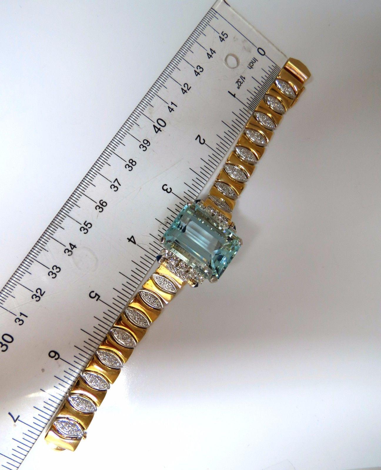 GIA Certified 56.05 Carat Natural Aquamarine Diamonds Bracelet Bohemian Deco For Sale 1