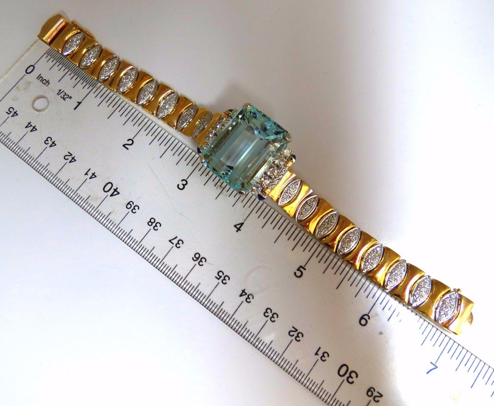 GIA Certified 56.05 Carat Natural Aquamarine Diamonds Bracelet Bohemian Deco For Sale 2