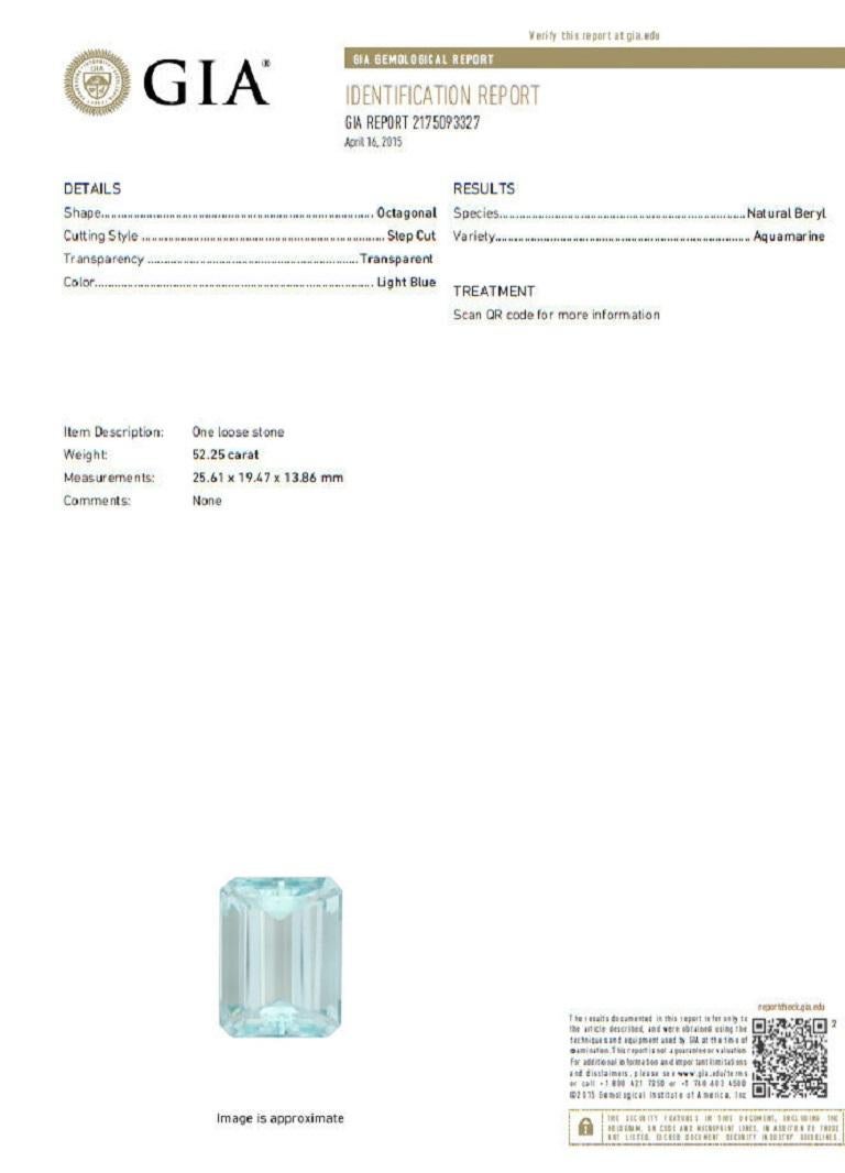 GIA Certificado 56,05 Quilates Aguamarina Natural Diamantes Pulsera Bohemia Deco en venta 3