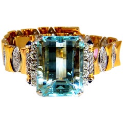 GIA-zertifiziertes 56,05 Karat natürliches Aquamarin-Diamanten-Armband Bohemian Deco